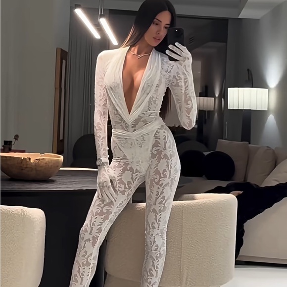 Chic White Lace bodysuit and leggings